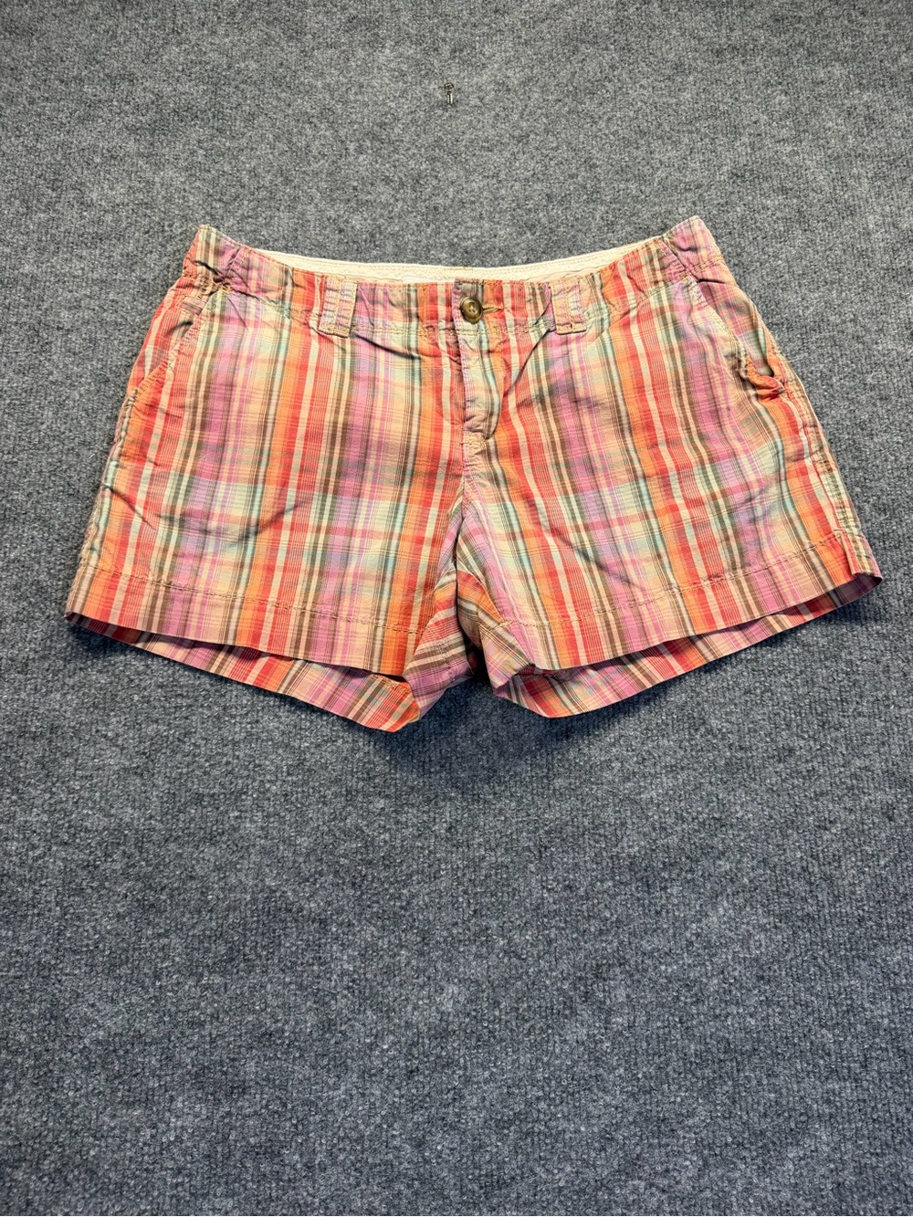 Old Navy Multi-Stripe Plaid Summer Shorts - Coral, Pink & Yellow